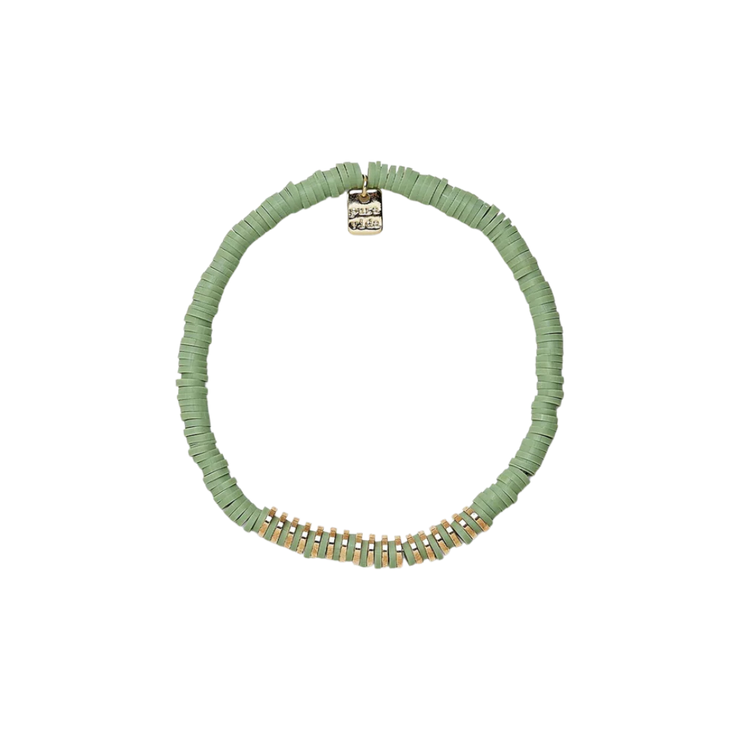 PURA VIDA HEISHI DISC & METAL STRETCH BRACELET