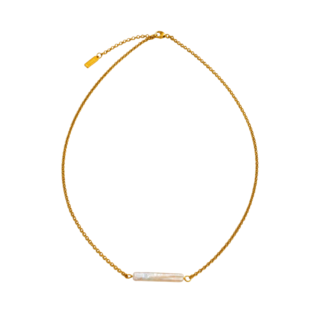 SALTY CALI HALO PEARL BAR NECKLACE
