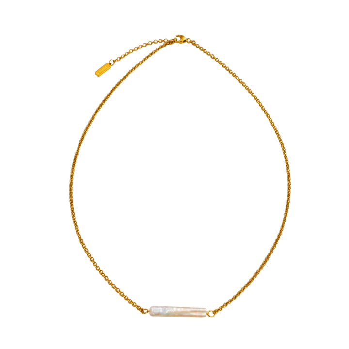 SALTY CALI HALO PEARL BAR NECKLACE