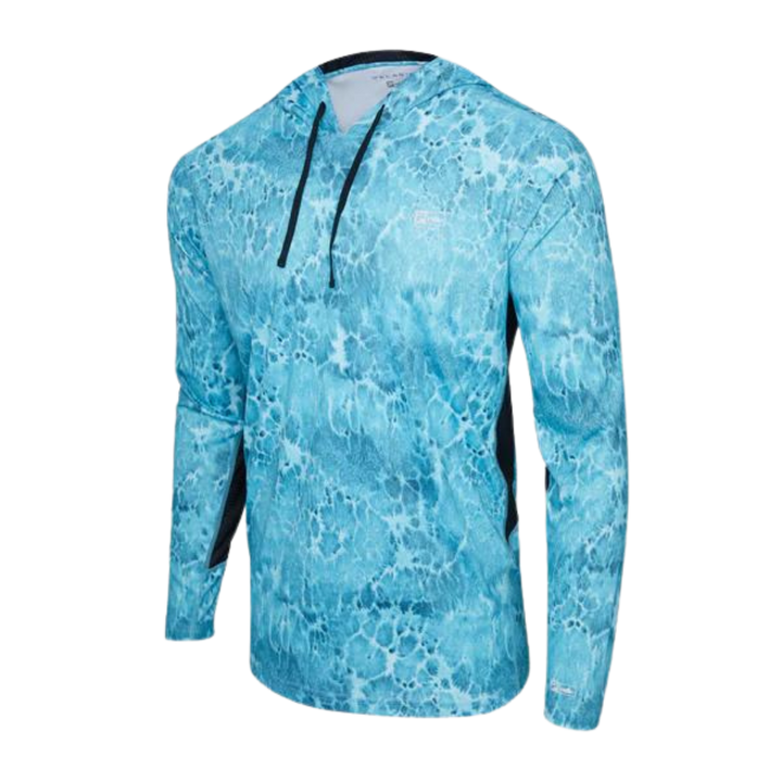 PELAGIC VAPORTEK HOODED RASHGUARD - PROP WASH TAHITI BLUE