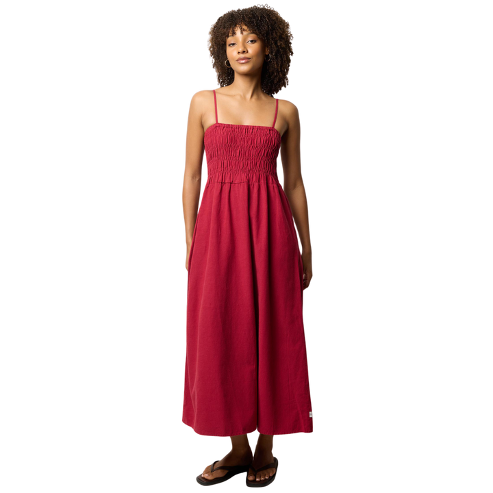 RHYTHM CLASSIC SHIRRED MIDI DRESS