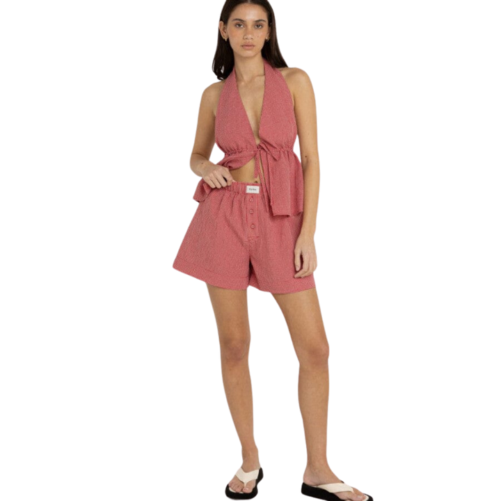 RHYTHM CHECK HALTER TOP