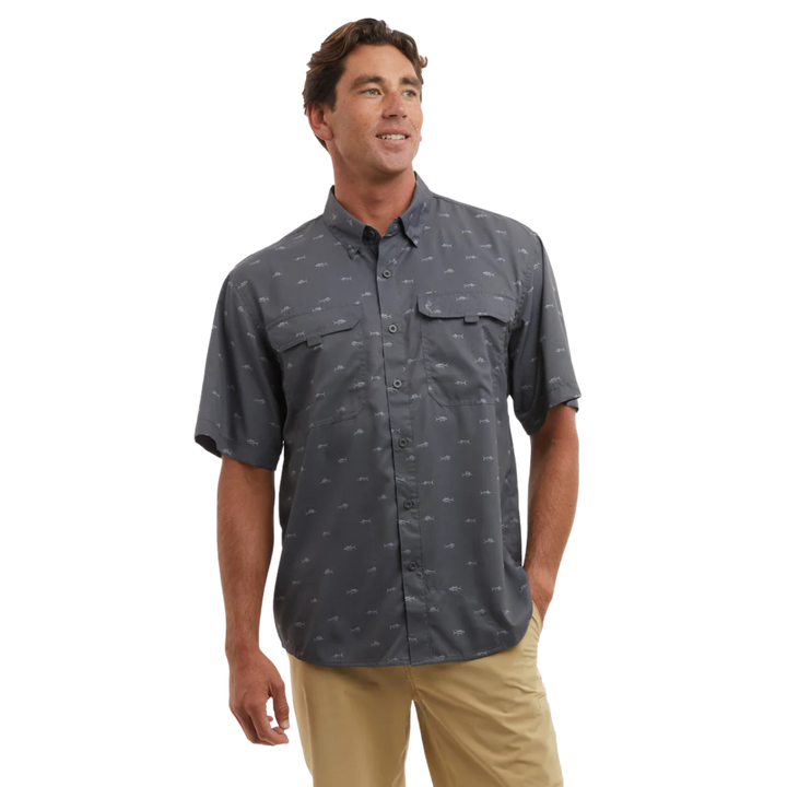 PELAGIC KEYS SS FISHING SHIRT TINY FISH GRAPHITE