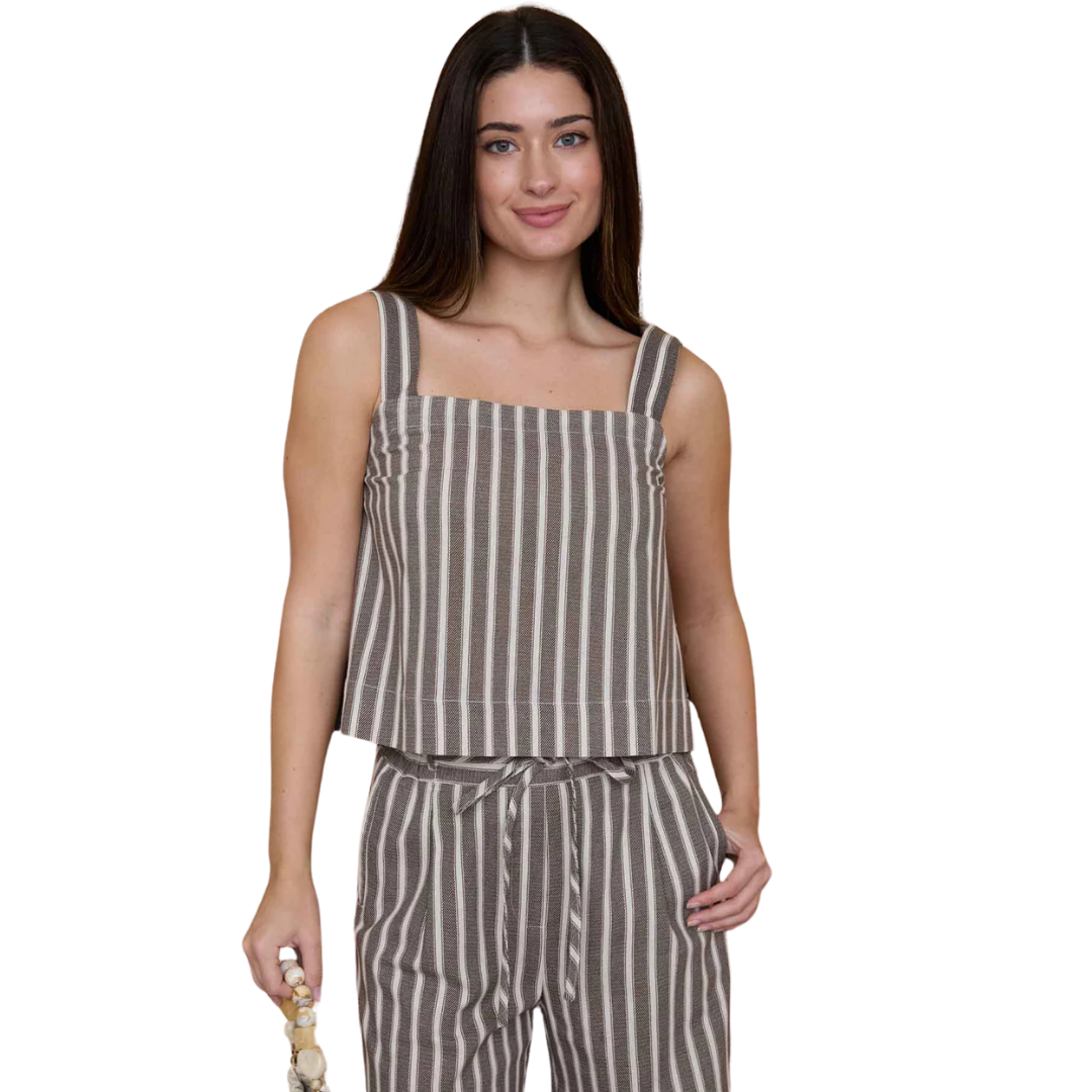 BLU PEPPER SQUARE NECK LINEN TOP