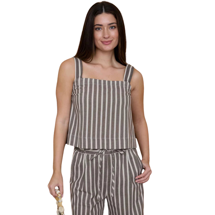 BLU PEPPER SQUARE NECK LINEN TOP