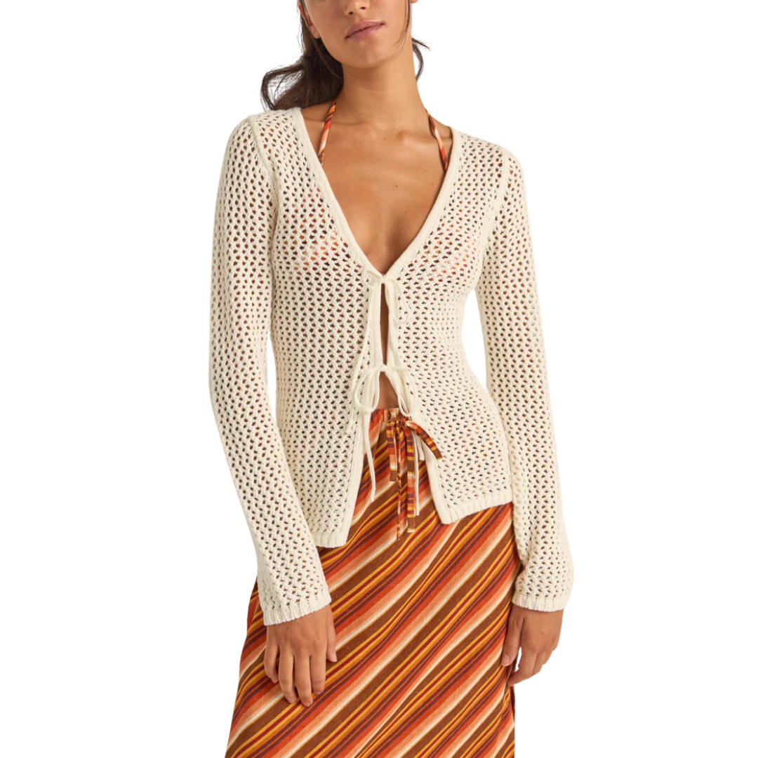 RHYTHM SEASHELL LONG SLEEVE TIE FRONT TOP