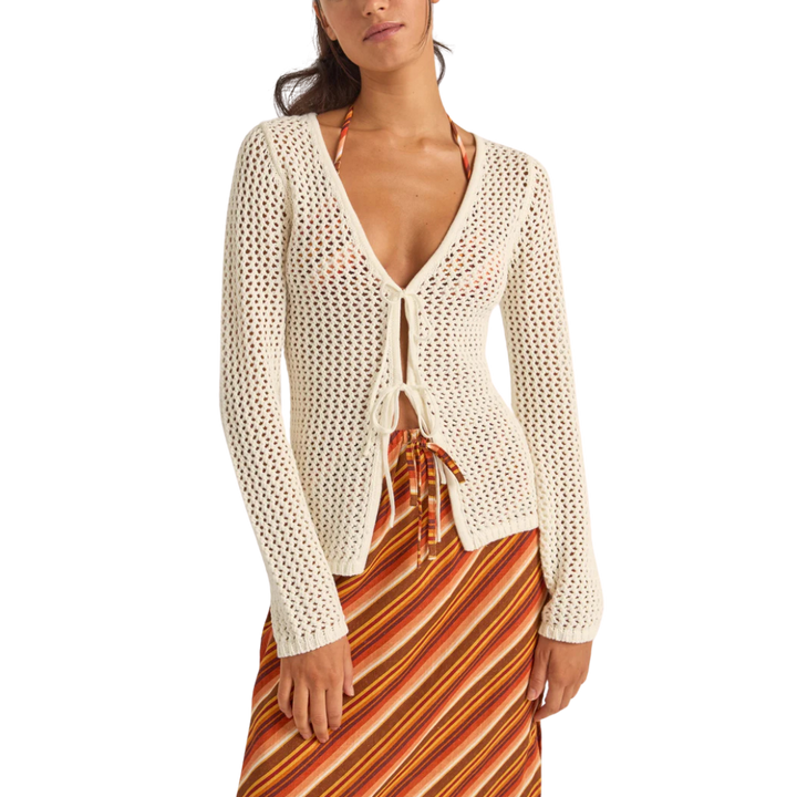 RHYTHM SEASHELL LONG SLEEVE TIE FRONT TOP