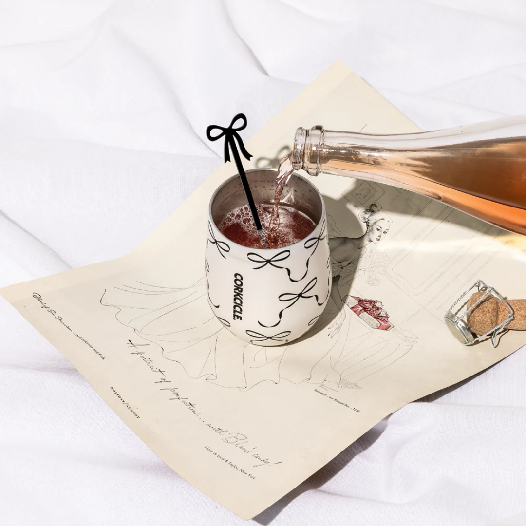 CORKCICLE 12OZ BLACK BOWS STEMLESS