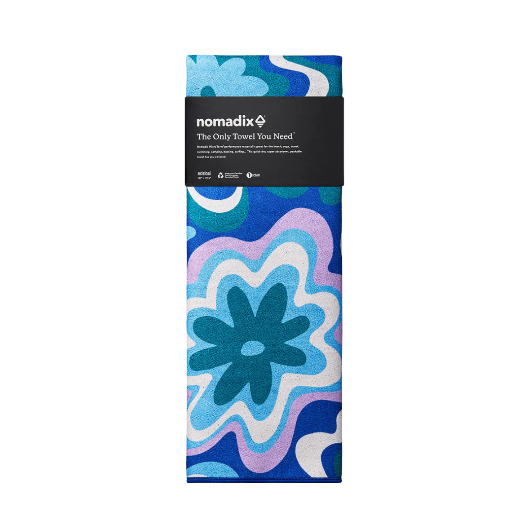NOMADIX ORIGINAL TOWEL - GROOVY FLOWERS BLUE GREEN