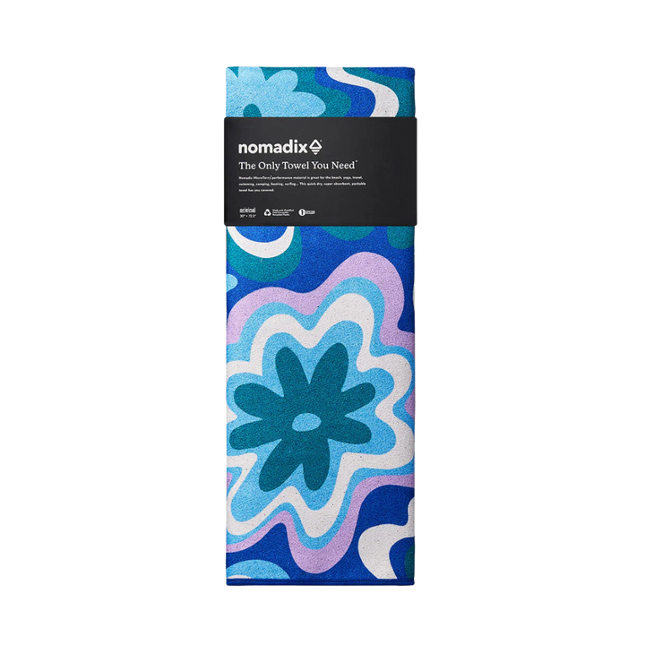 NOMADIX ORIGINAL TOWEL - GROOVY FLOWERS BLUE GREEN