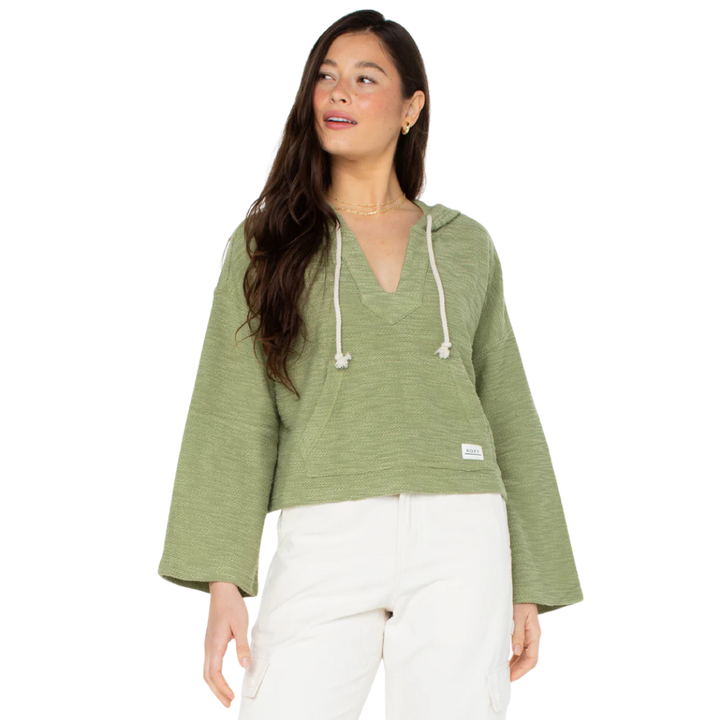 ROXY RICH COAST CROPPED HOODIE - OIL GREEN