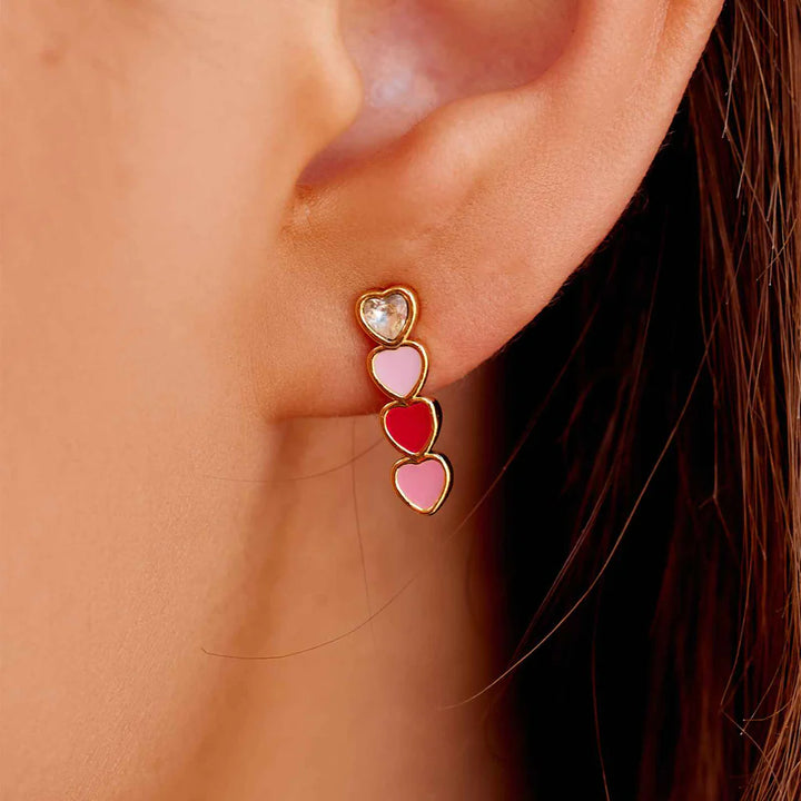 PURA VIDA SMITTEN ENAMEL HEART DROP EARRINGS