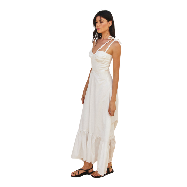 DRESS FORUM COTTON POPLIN RUCHED MAXI DRESS