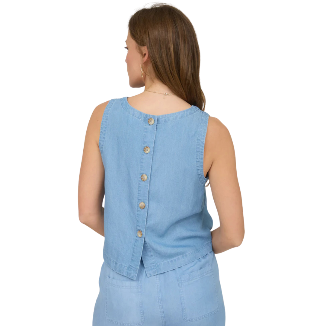 BLU PEPPER BACK BUTTON TOP