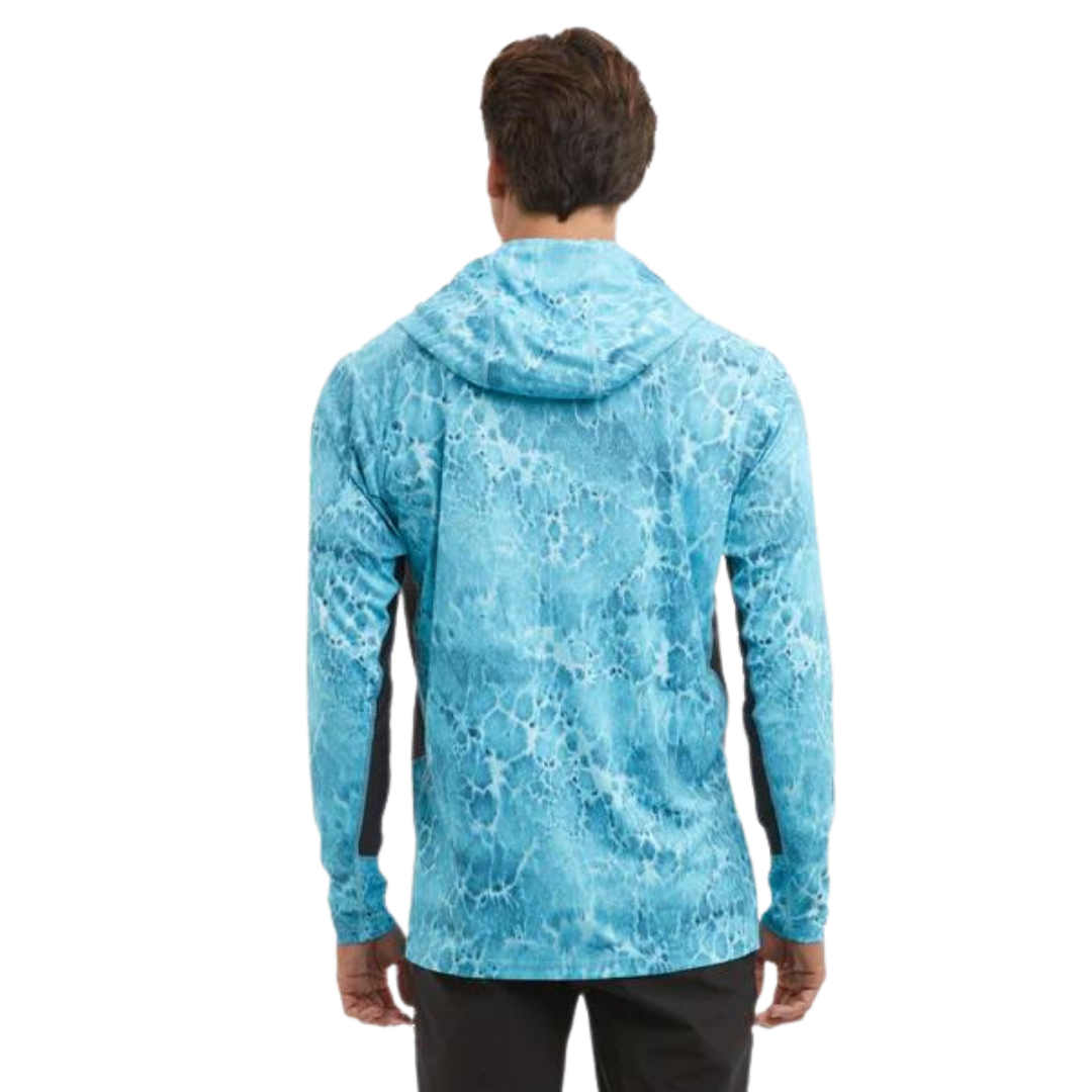 PELAGIC VAPORTEK HOODED RASHGUARD - PROP WASH TAHITI BLUE