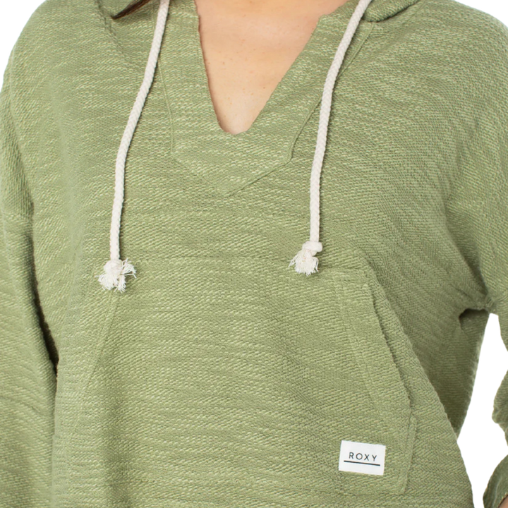 ROXY RICH COAST CROPPED HOODIE - OIL GREEN