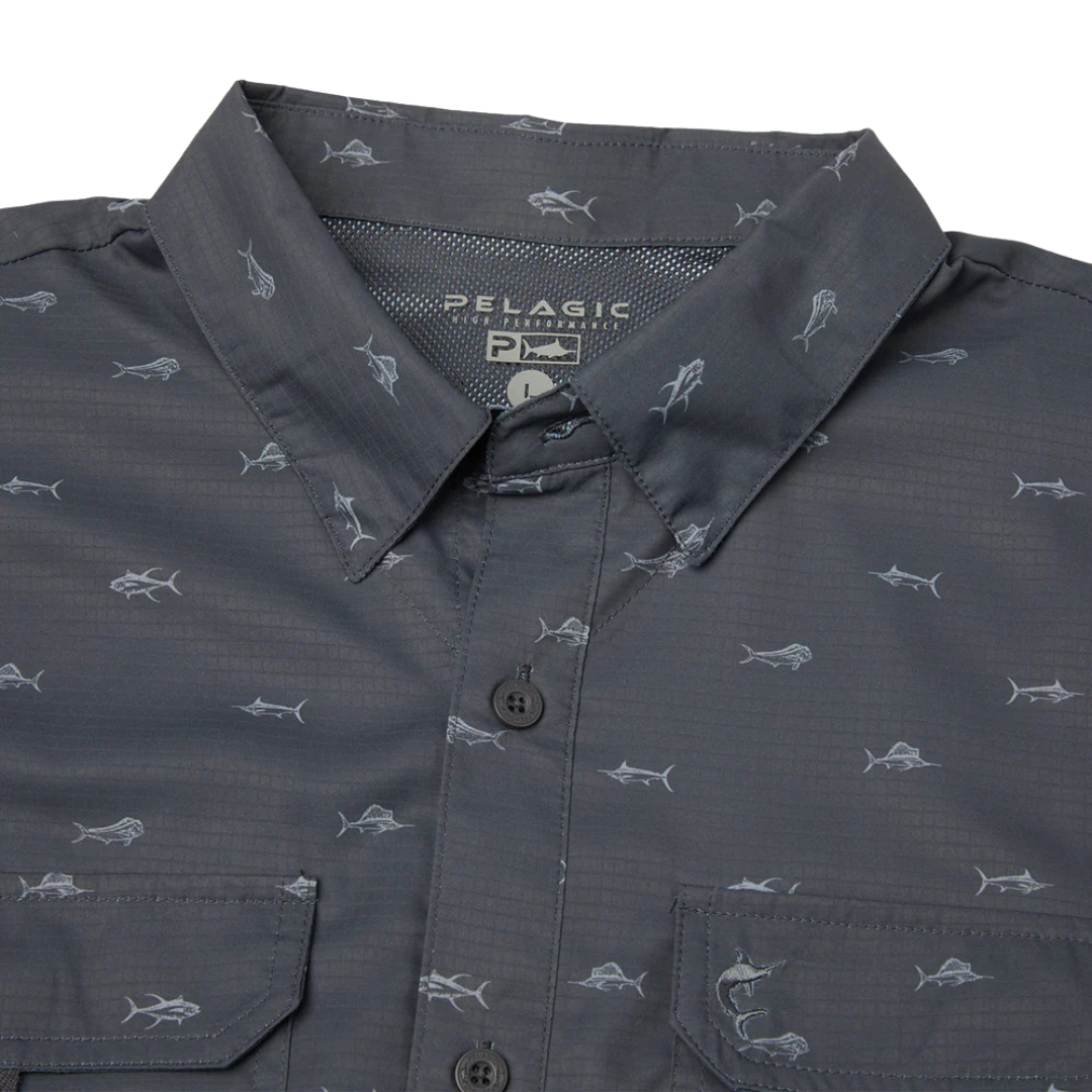 PELAGIC KEYS SS FISHING SHIRT TINY FISH GRAPHITE