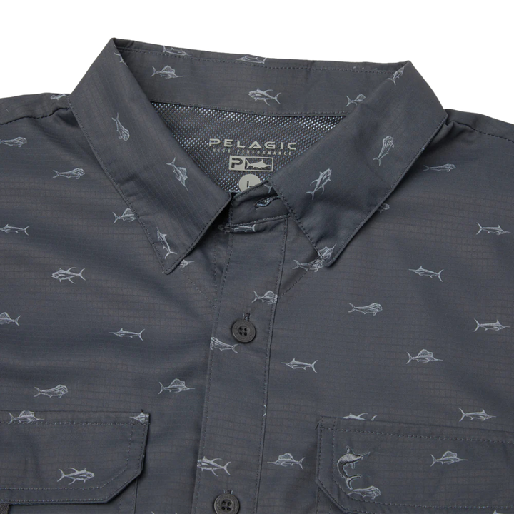 PELAGIC KEYS SS FISHING SHIRT TINY FISH GRAPHITE