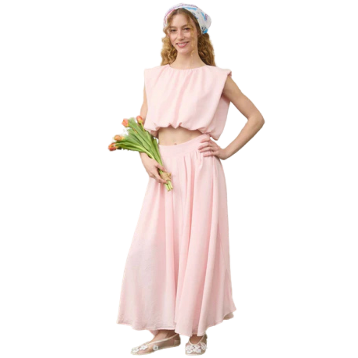 BLU PEPPER BOX PLEATED MIDI SKIRT