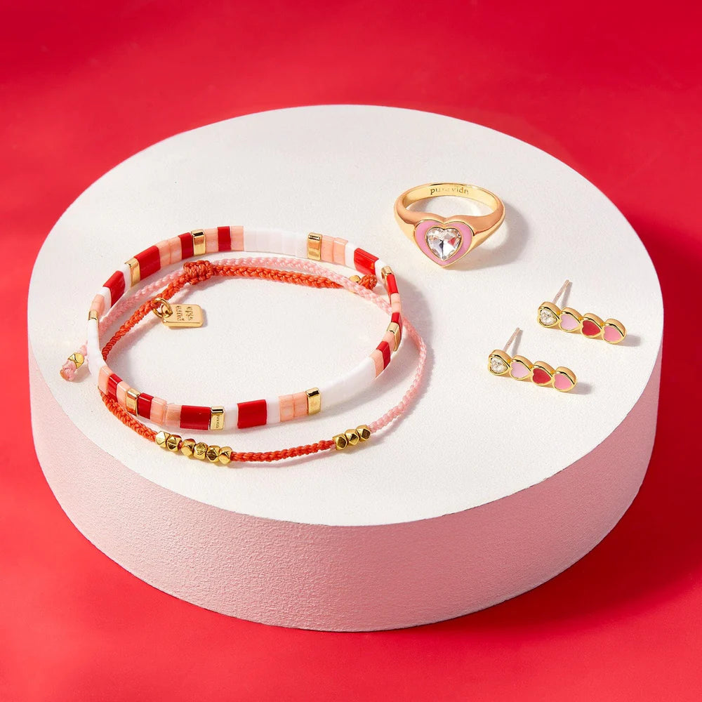 PURA VIDA PINK & RED DAINTY BRACELET