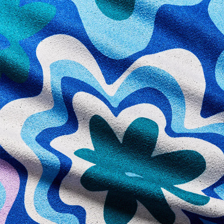 NOMADIX ORIGINAL TOWEL - GROOVY FLOWERS BLUE GREEN