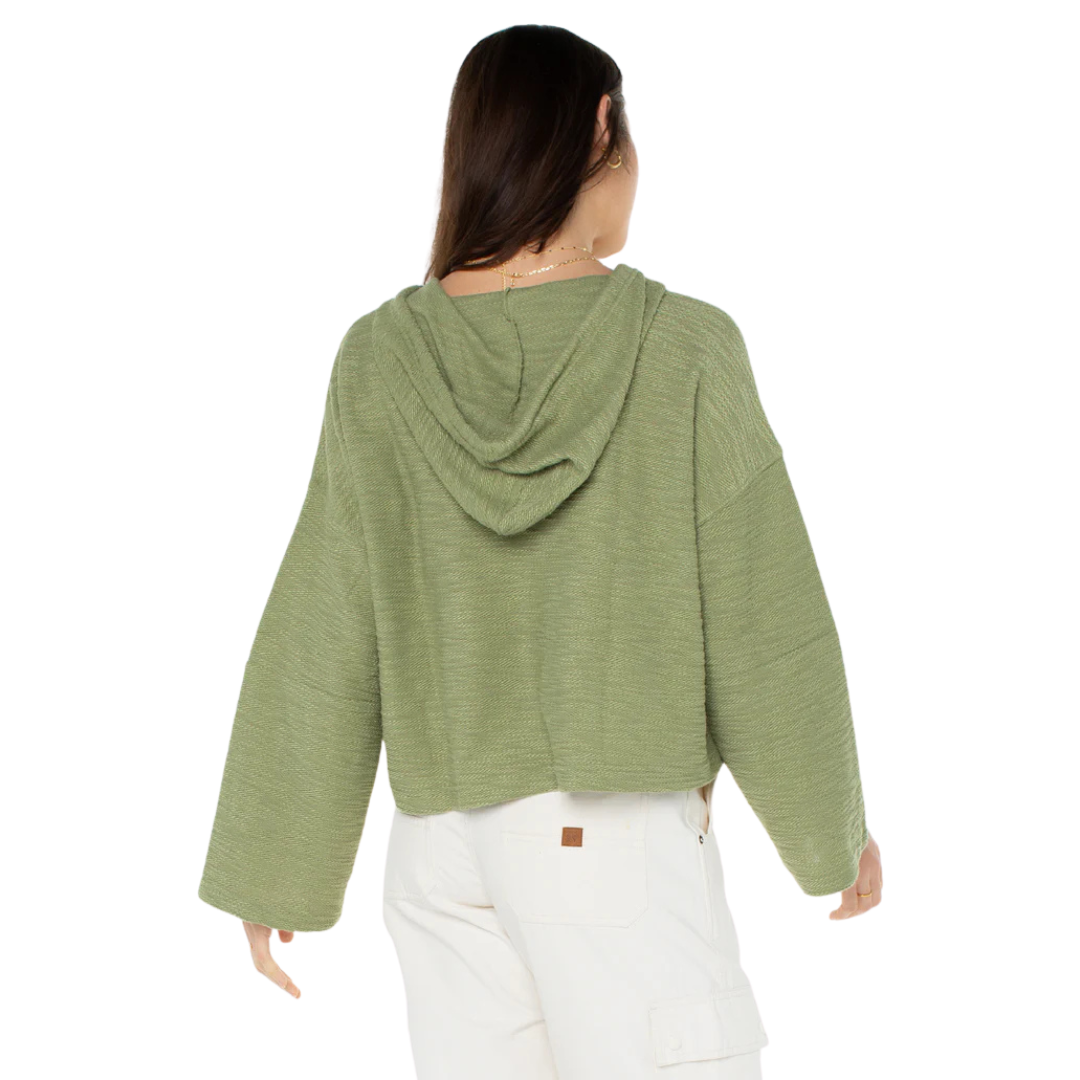 ROXY RICH COAST CROPPED HOODIE - OIL GREEN