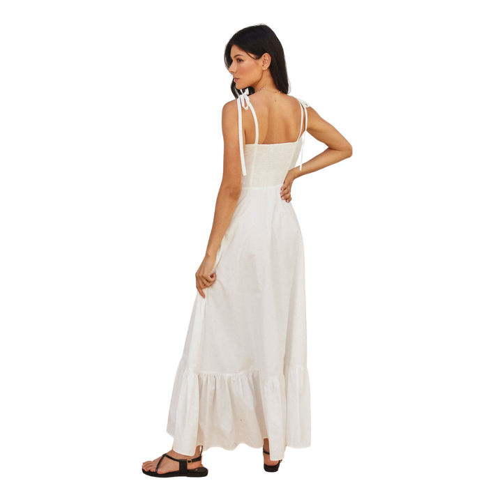 DRESS FORUM COTTON POPLIN RUCHED MAXI DRESS