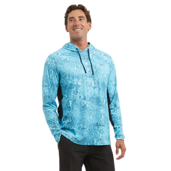 PELAGIC VAPORTEK HOODED RASHGUARD - PROP WASH TAHITI BLUE