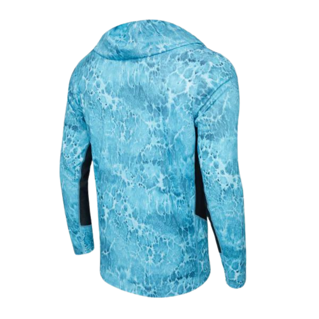 PELAGIC VAPORTEK HOODED RASHGUARD - PROP WASH TAHITI BLUE