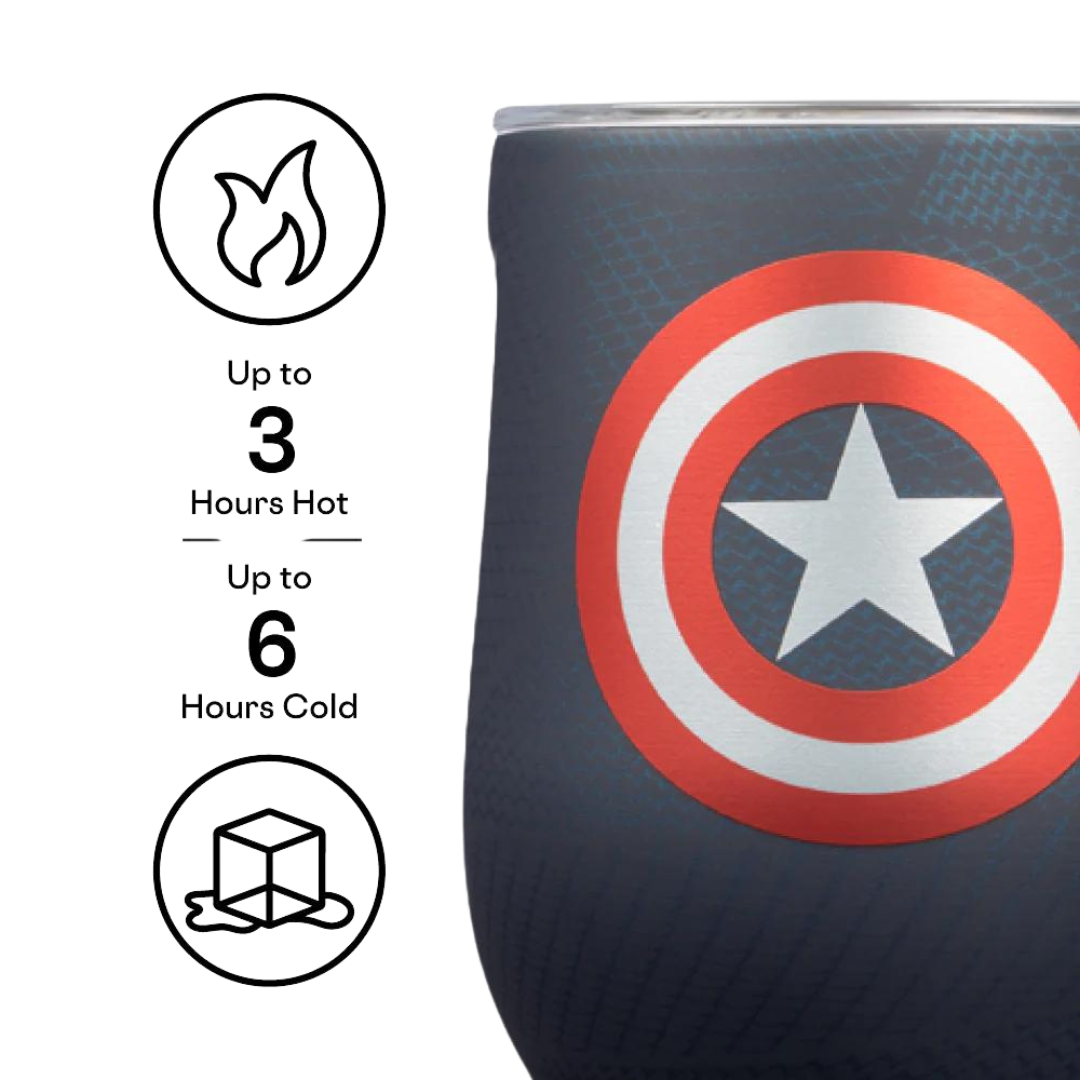 CORKCICLE MARVEL STEMLESS 12OZ - CAPTAIN AMERICA