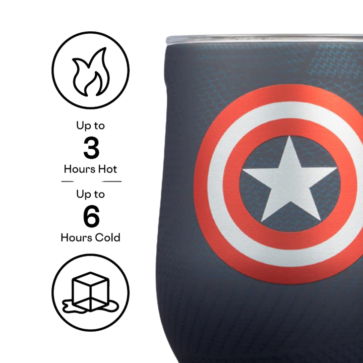 CORKCICLE MARVEL STEMLESS 12OZ - CAPTAIN AMERICA