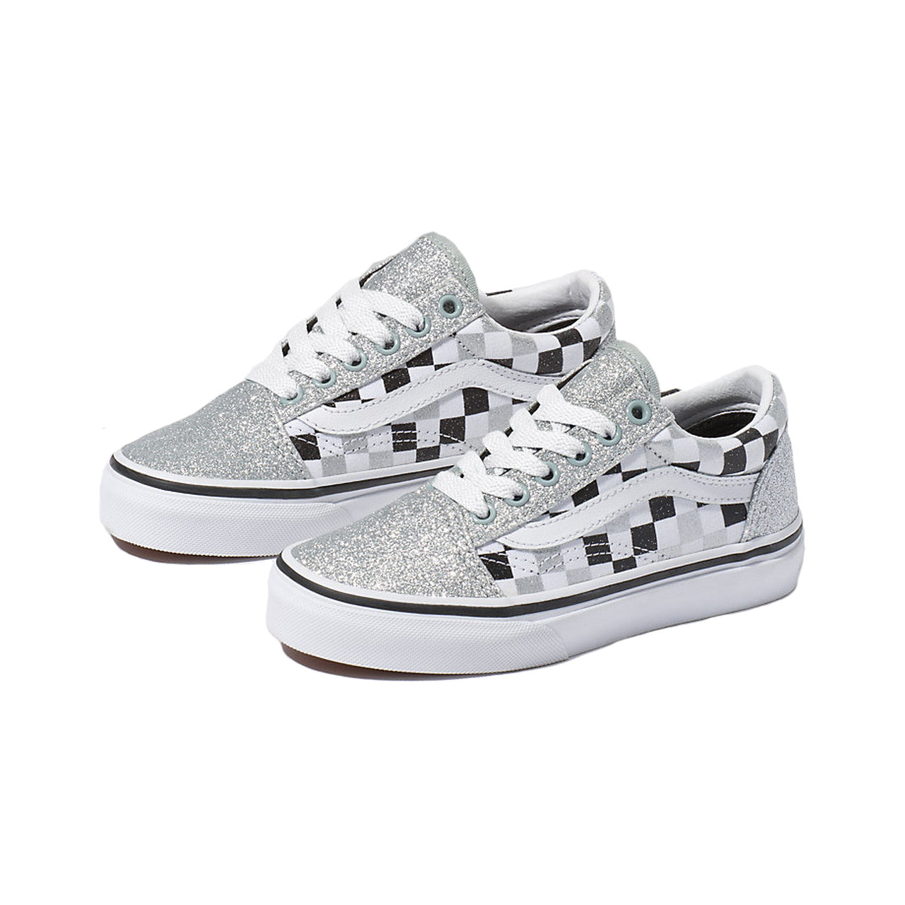 Kids glitter checkerboard deals old skool